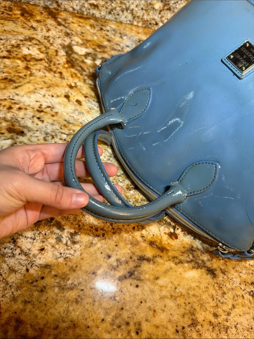 Dooney & Bourke Light Blue Patent Leather Satchel - Picture 7 of 9